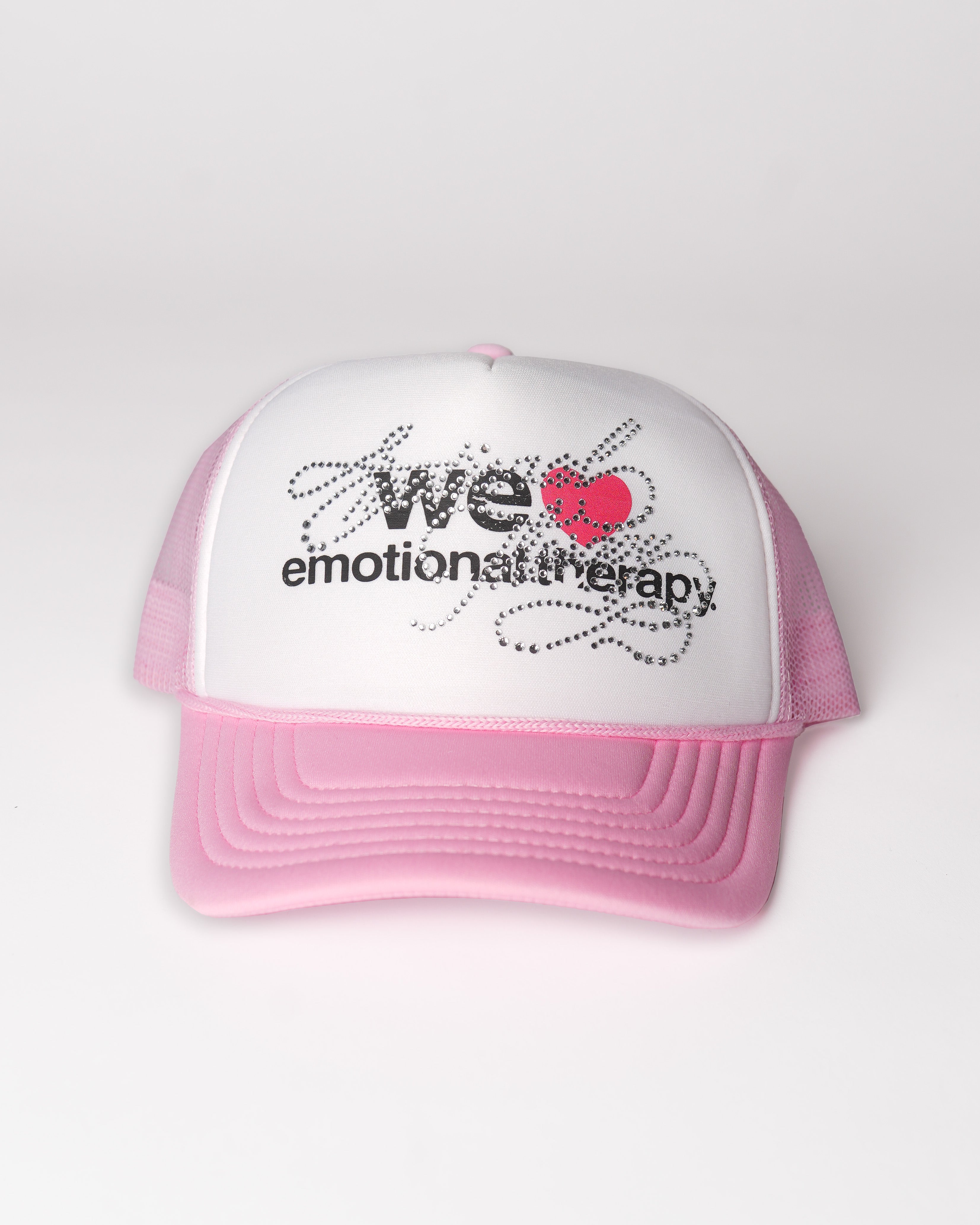 WE ❤️ EMOTIONAL THERAPY TRUCKER CAP (PINK) RHINESTONE