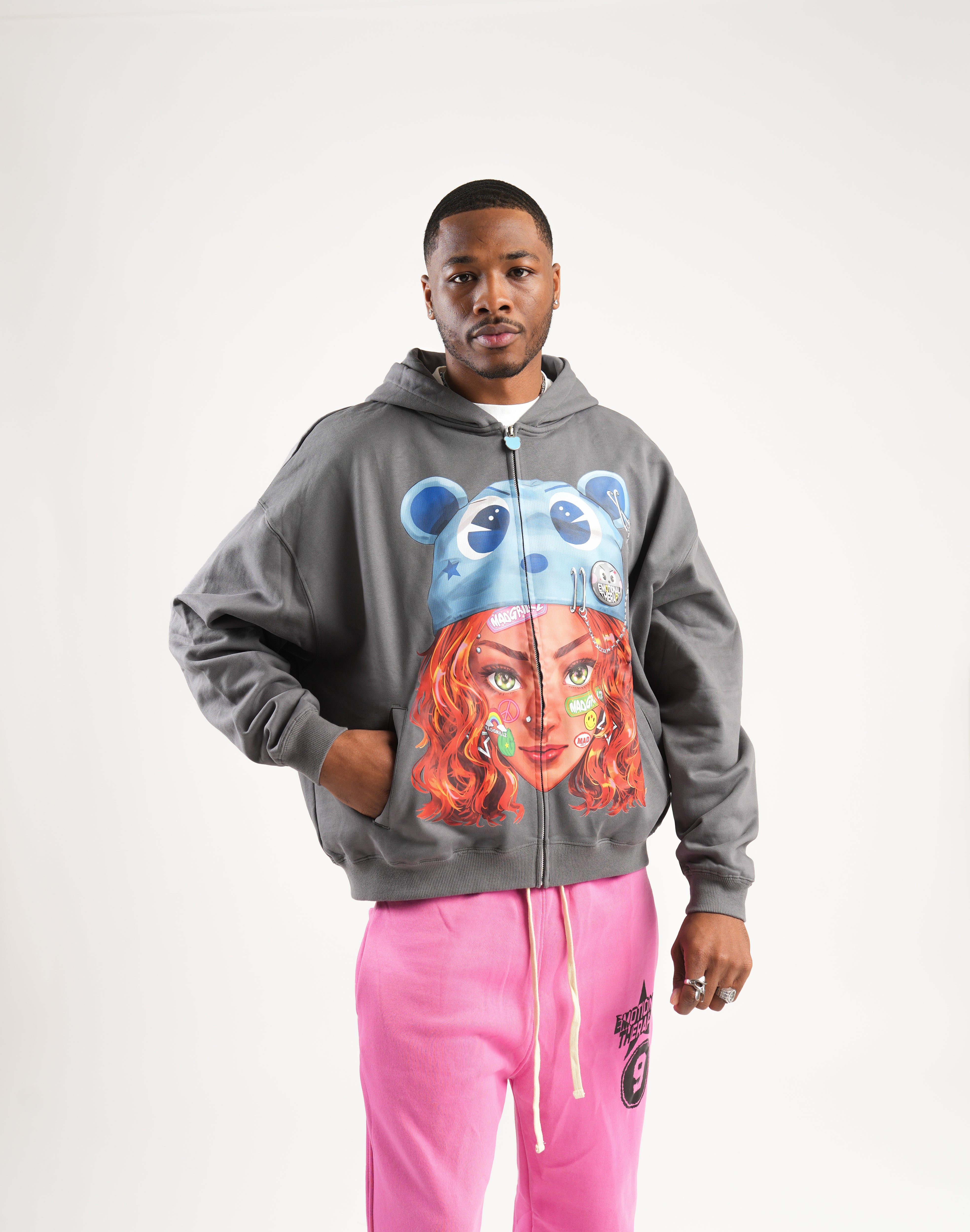 MADGRILLZ KIMMI "BIG HEAD" HOODIE (GREY)