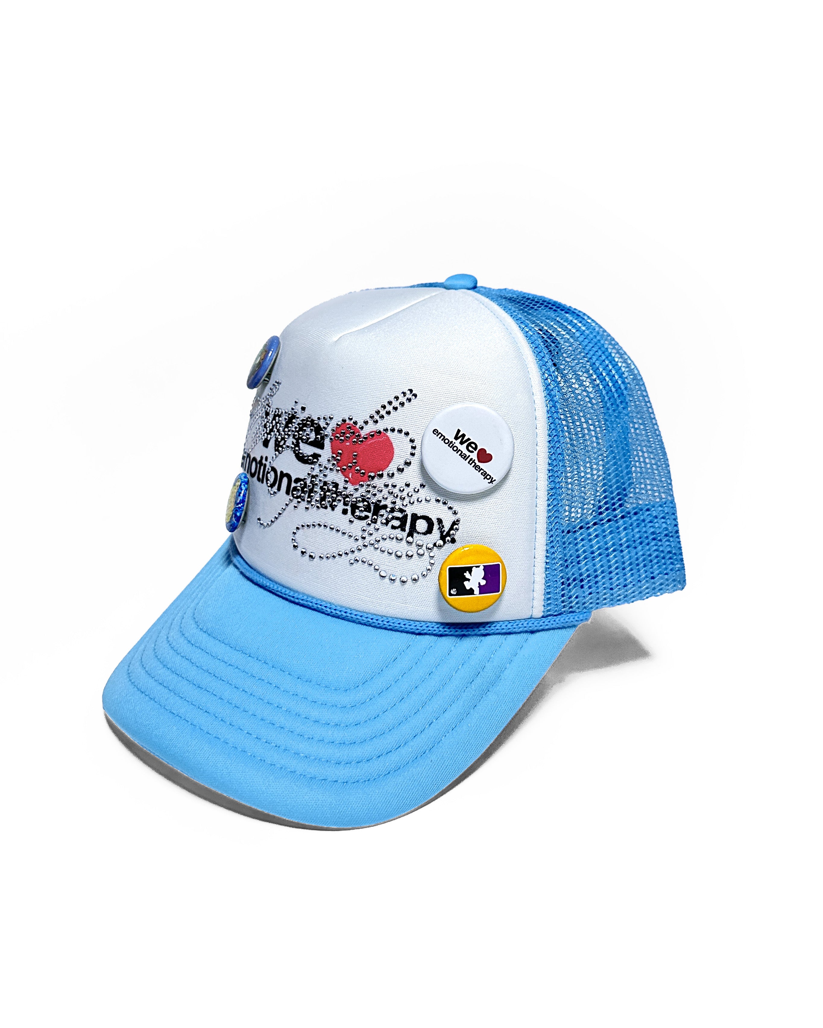 WE ❤️ EMOTIONAL THERAPY TRUCKER CAP (BLUE) RHINESTONE
