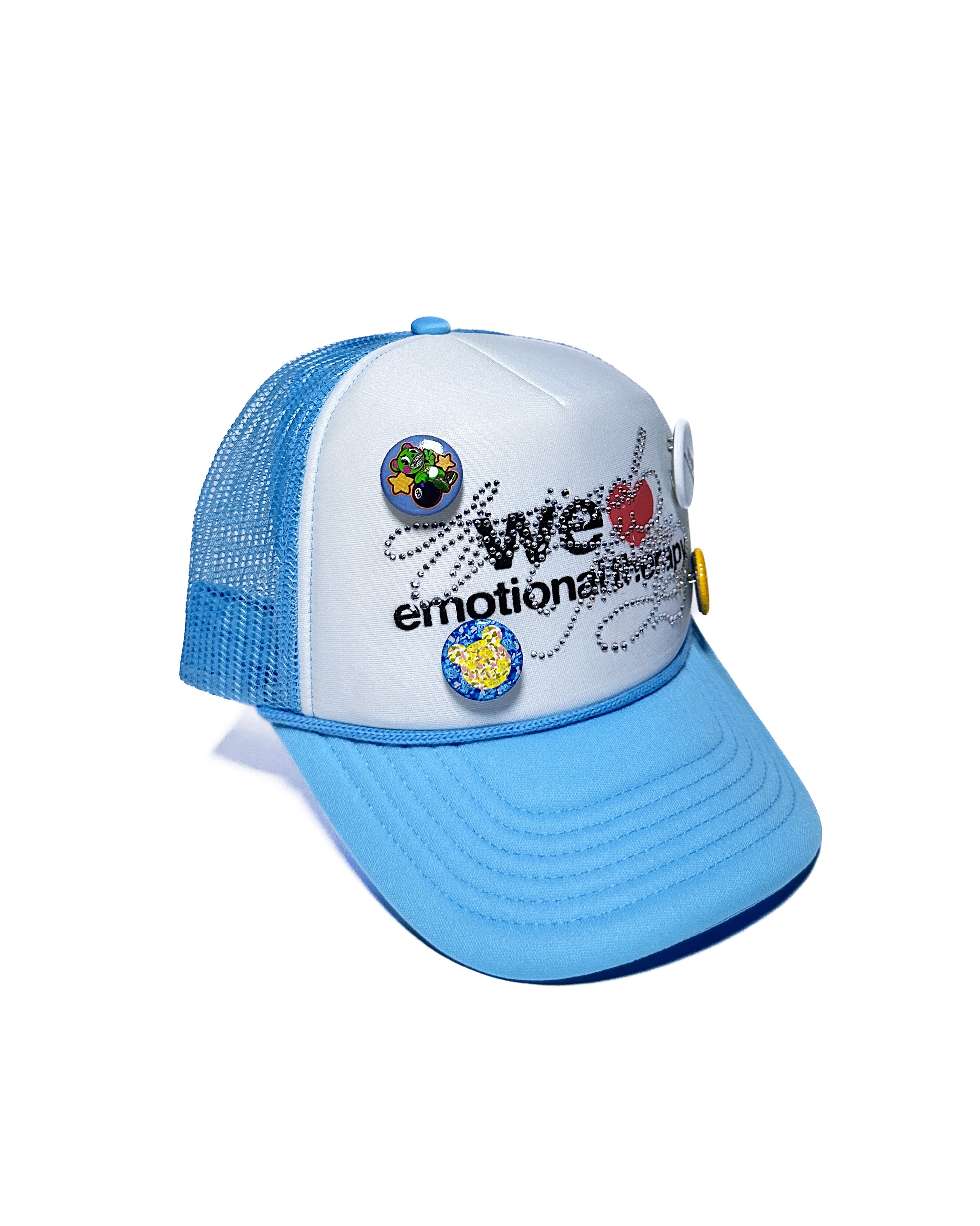 WE ❤️ EMOTIONAL THERAPY TRUCKER CAP (BLUE) RHINESTONE