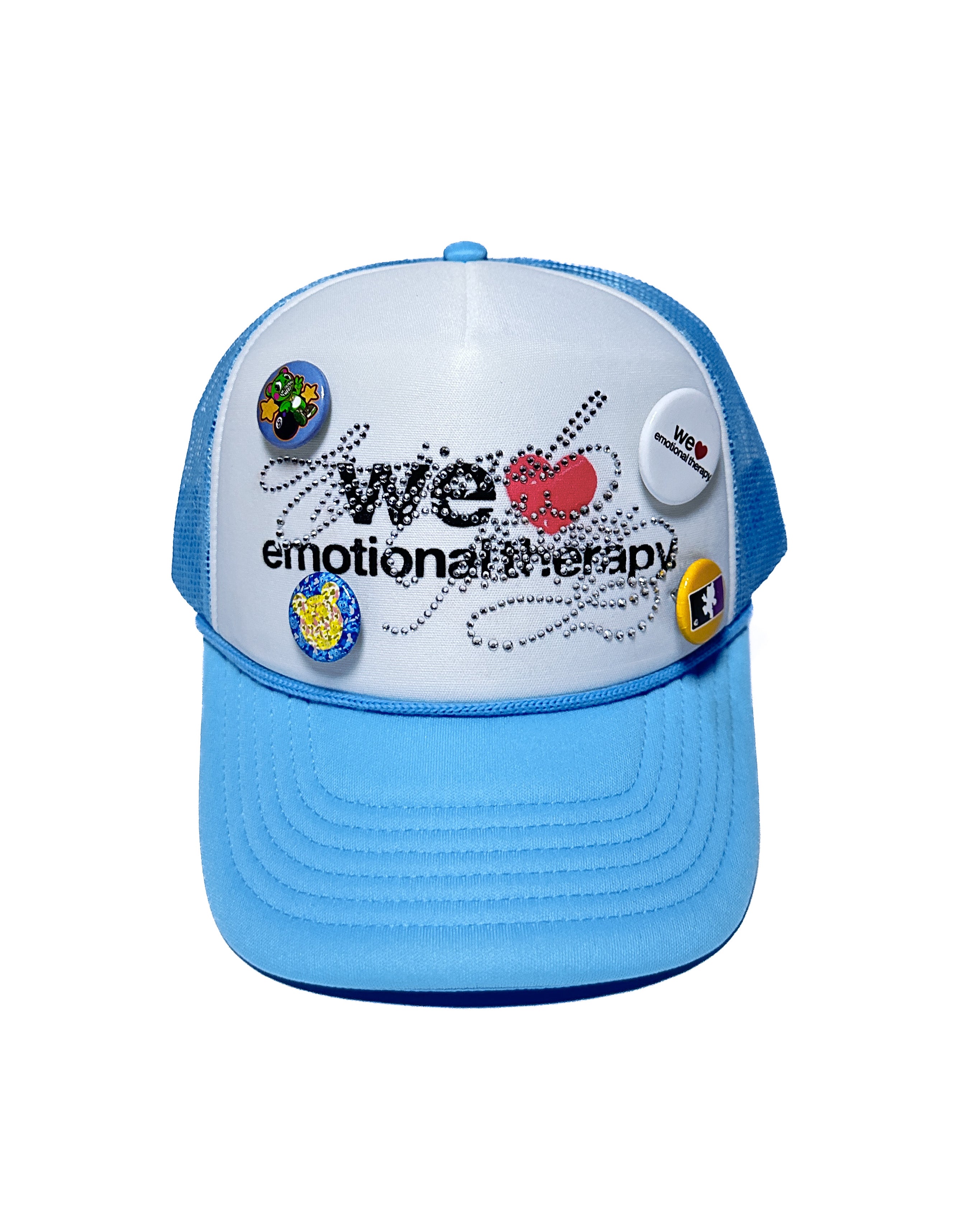 WE ❤️ EMOTIONAL THERAPY TRUCKER CAP (BLUE) RHINESTONE