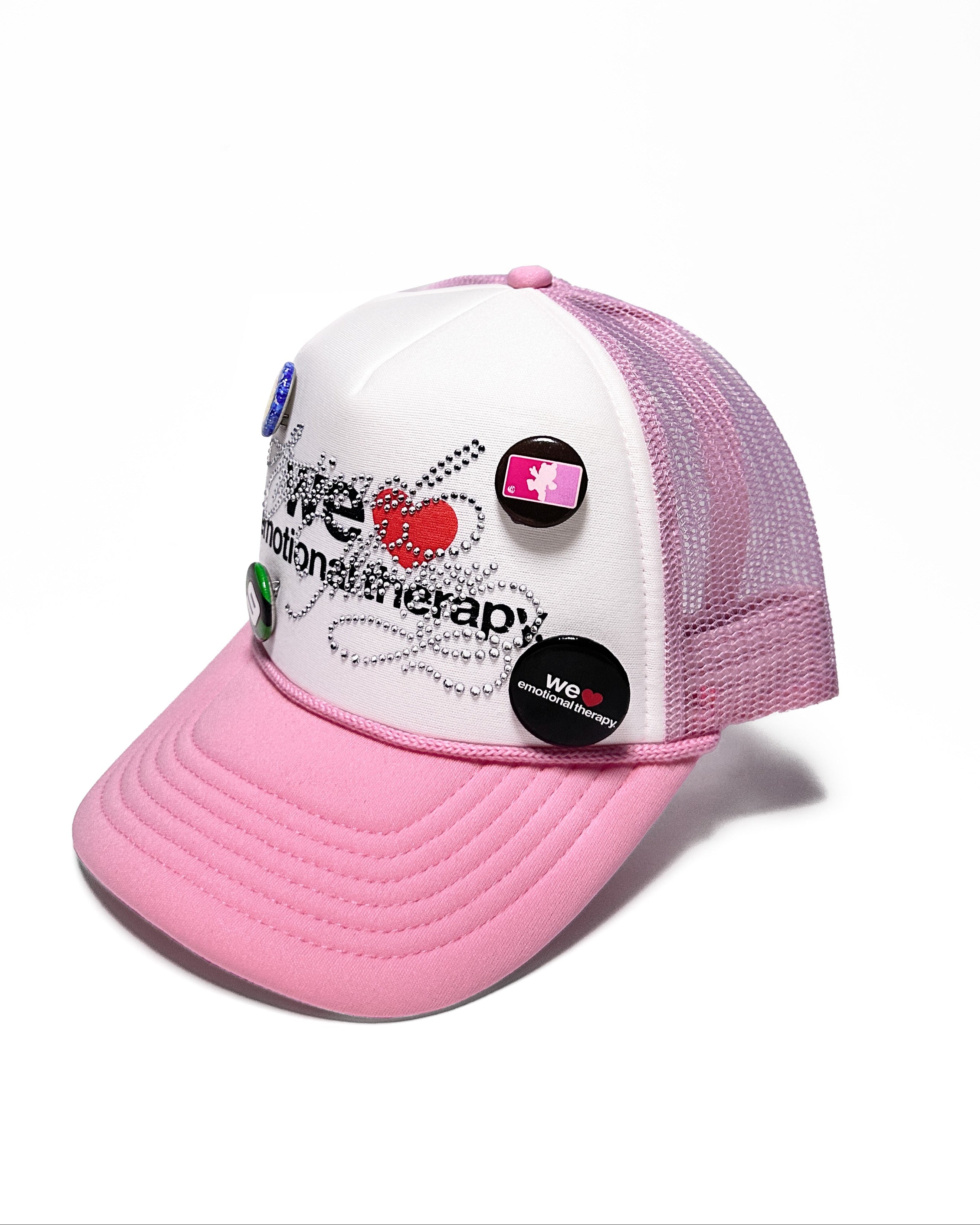 WE ❤️ EMOTIONAL THERAPY TRUCKER CAP (PINK) RHINESTONE
