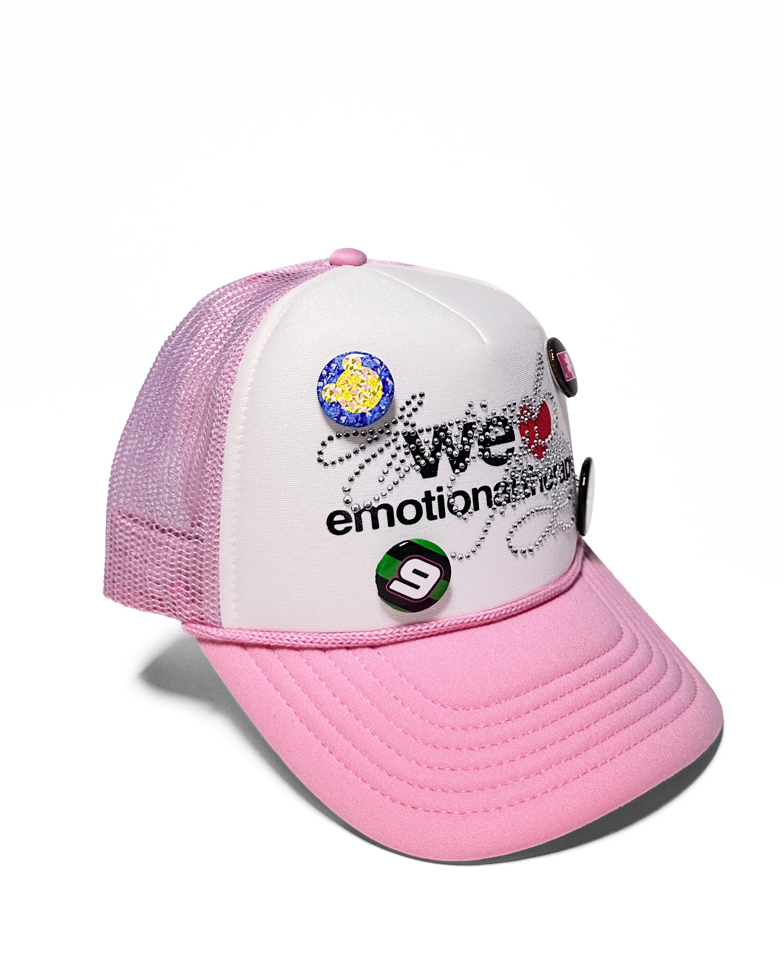 WE ❤️ EMOTIONAL THERAPY TRUCKER CAP (PINK) RHINESTONE