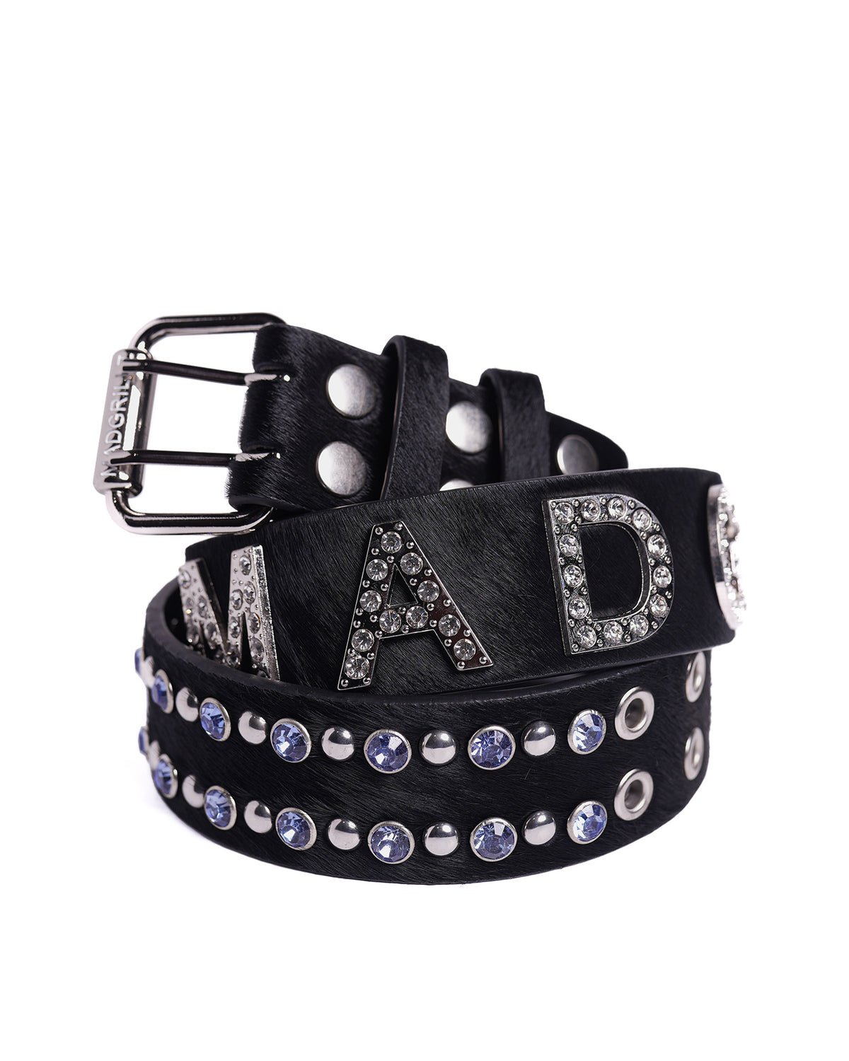 Ranger Belt Company Black Pony hair Leather Rhinestones Wavy Silver Buckle 32 Ranger Black | 1.5 main image 3