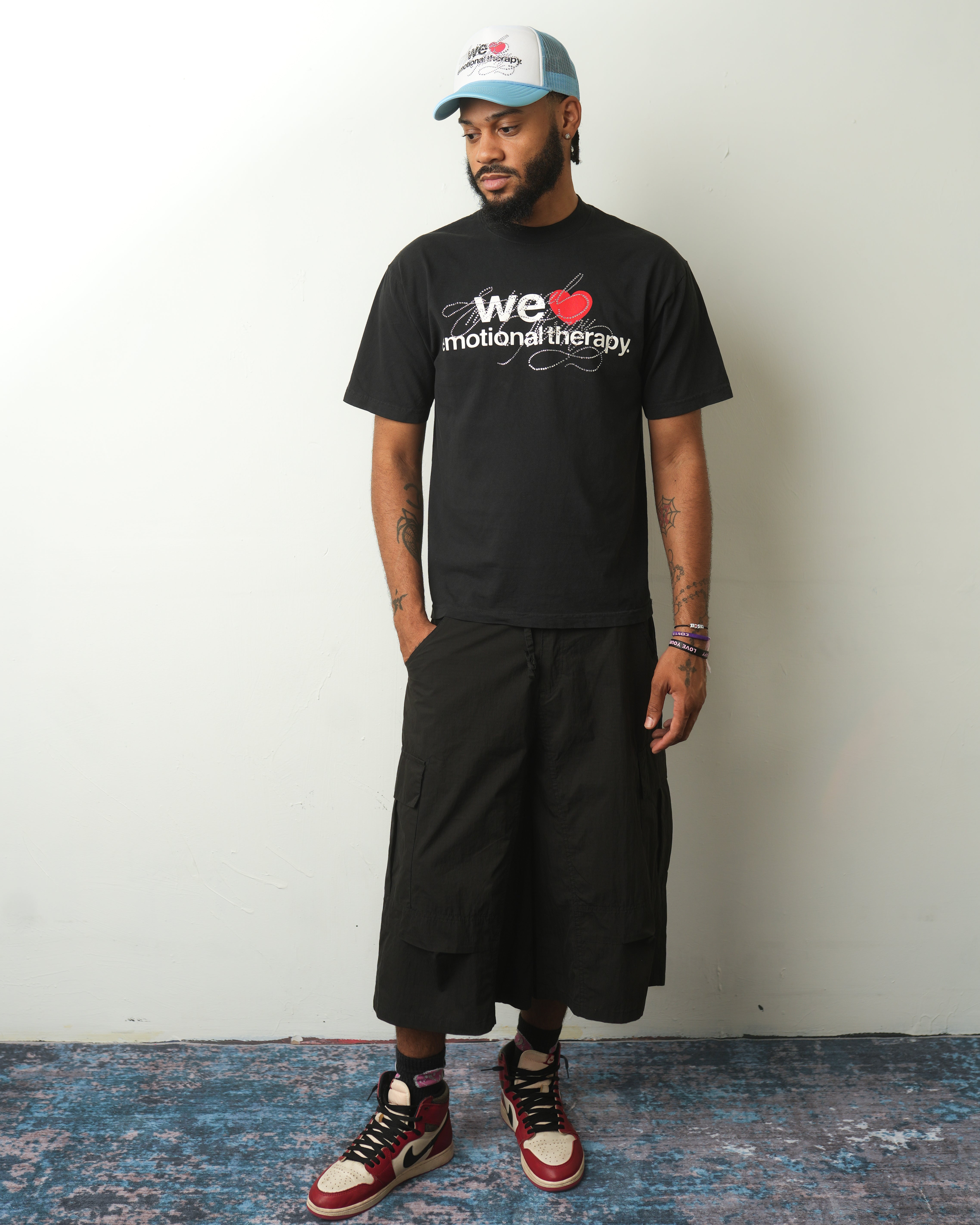 WE ❤️ EMOTIONAL THERAPY T-SHIRT (BLACK) RHINESTONE