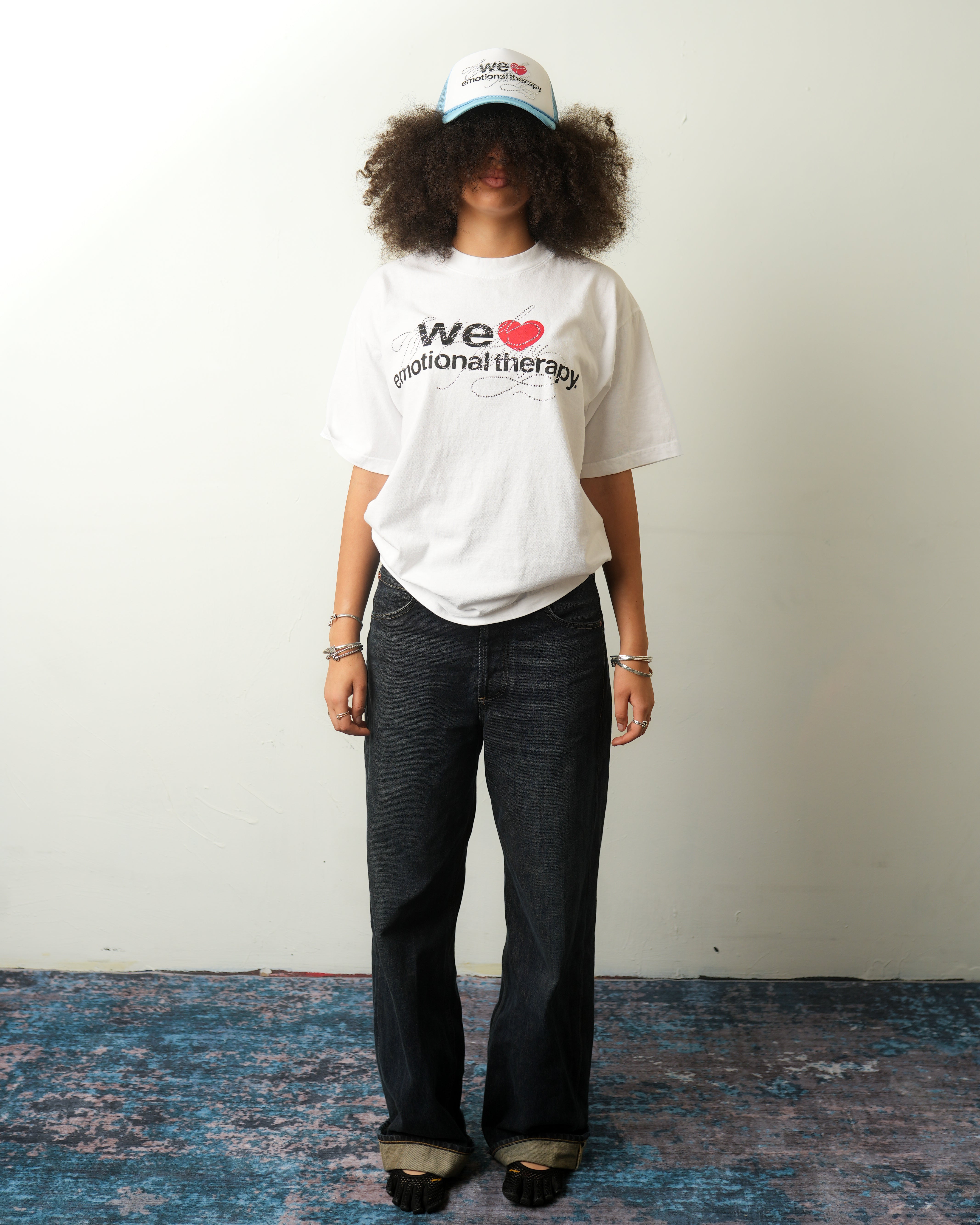 WE ❤️ EMOTIONAL THERAPY T-SHIRT (WHITE) RHINESTONE