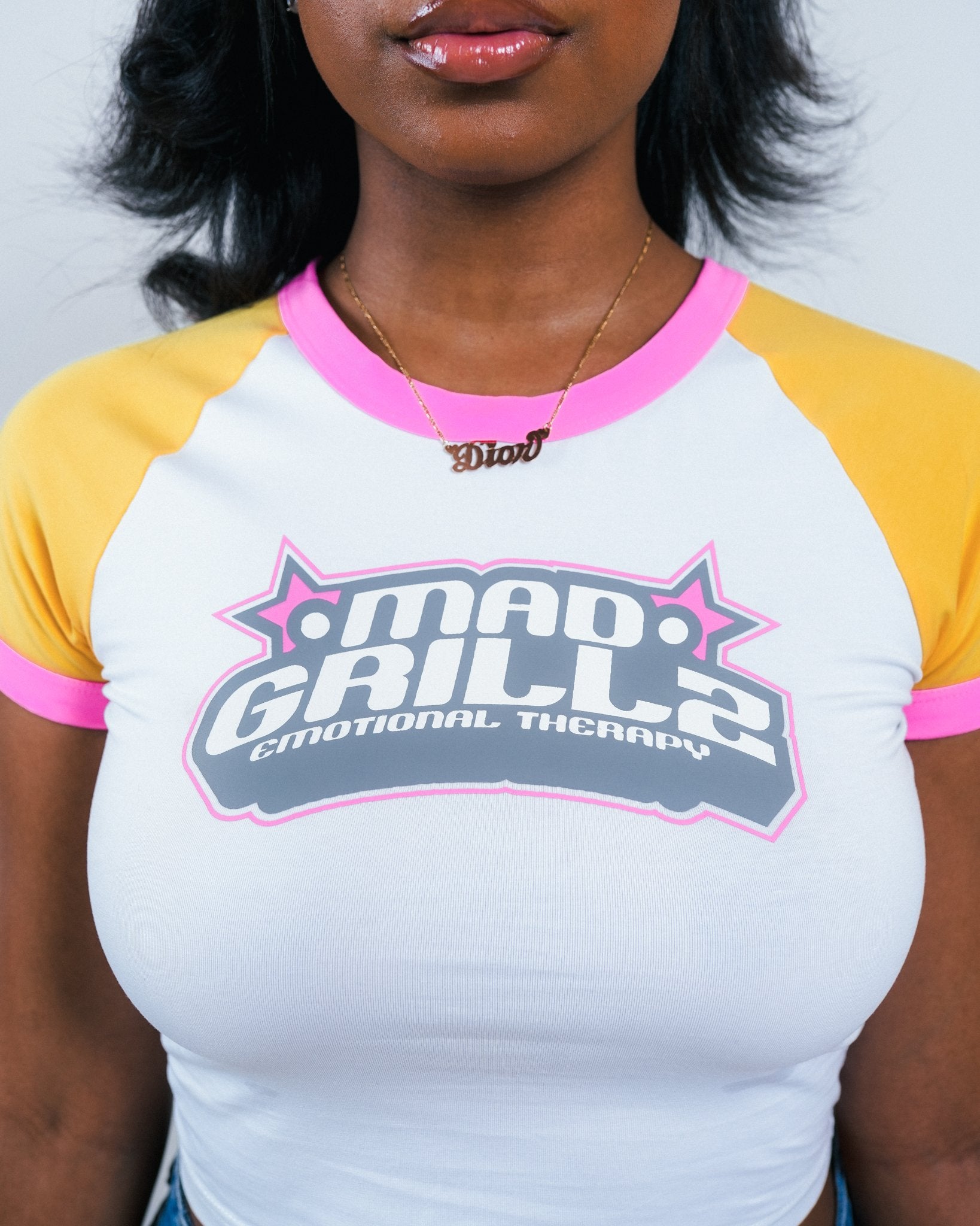 MG UNIFORM BABY TEE (PINK + YELLOW)