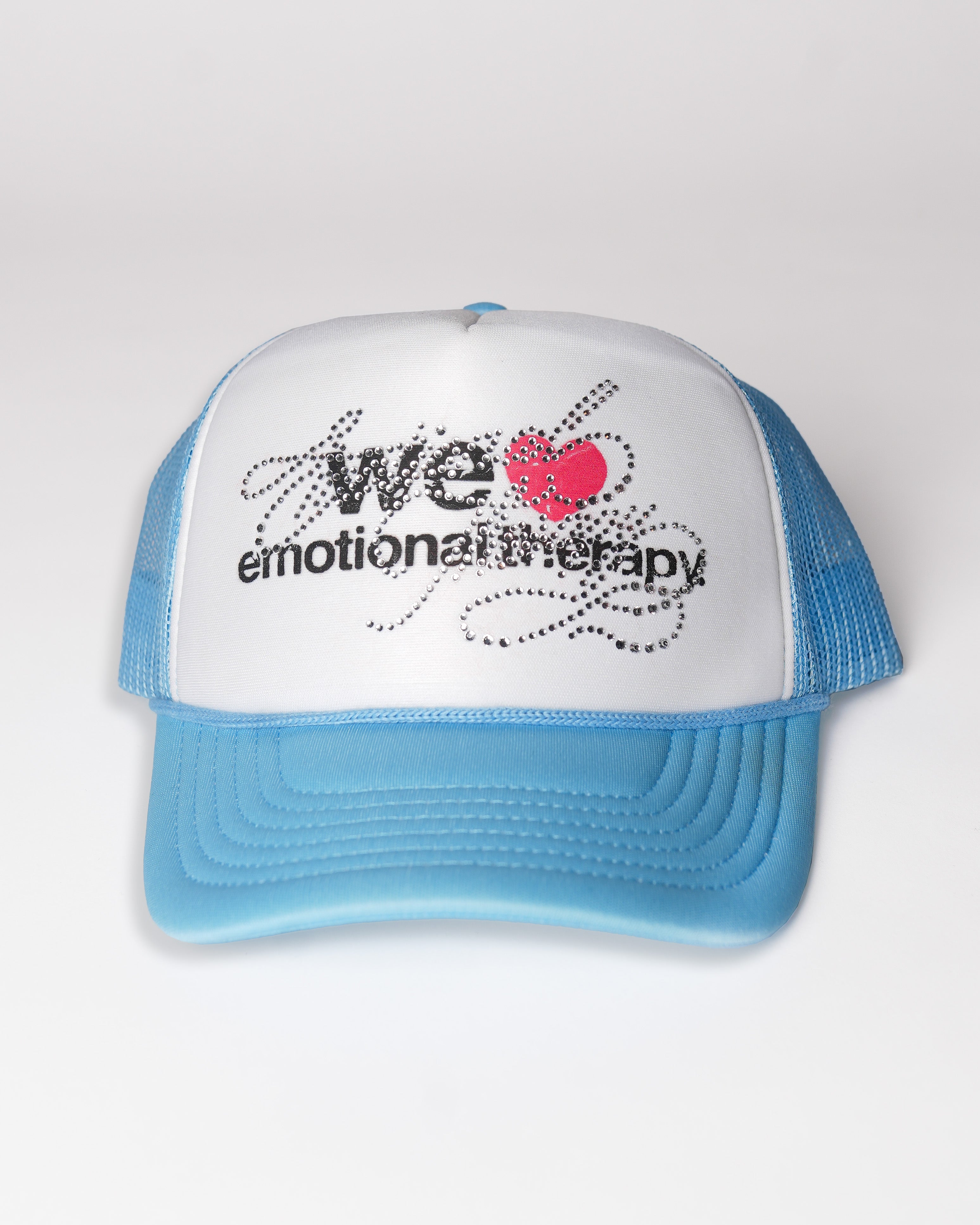 WE ❤️ EMOTIONAL THERAPY TRUCKER CAP (BLUE) RHINESTONE