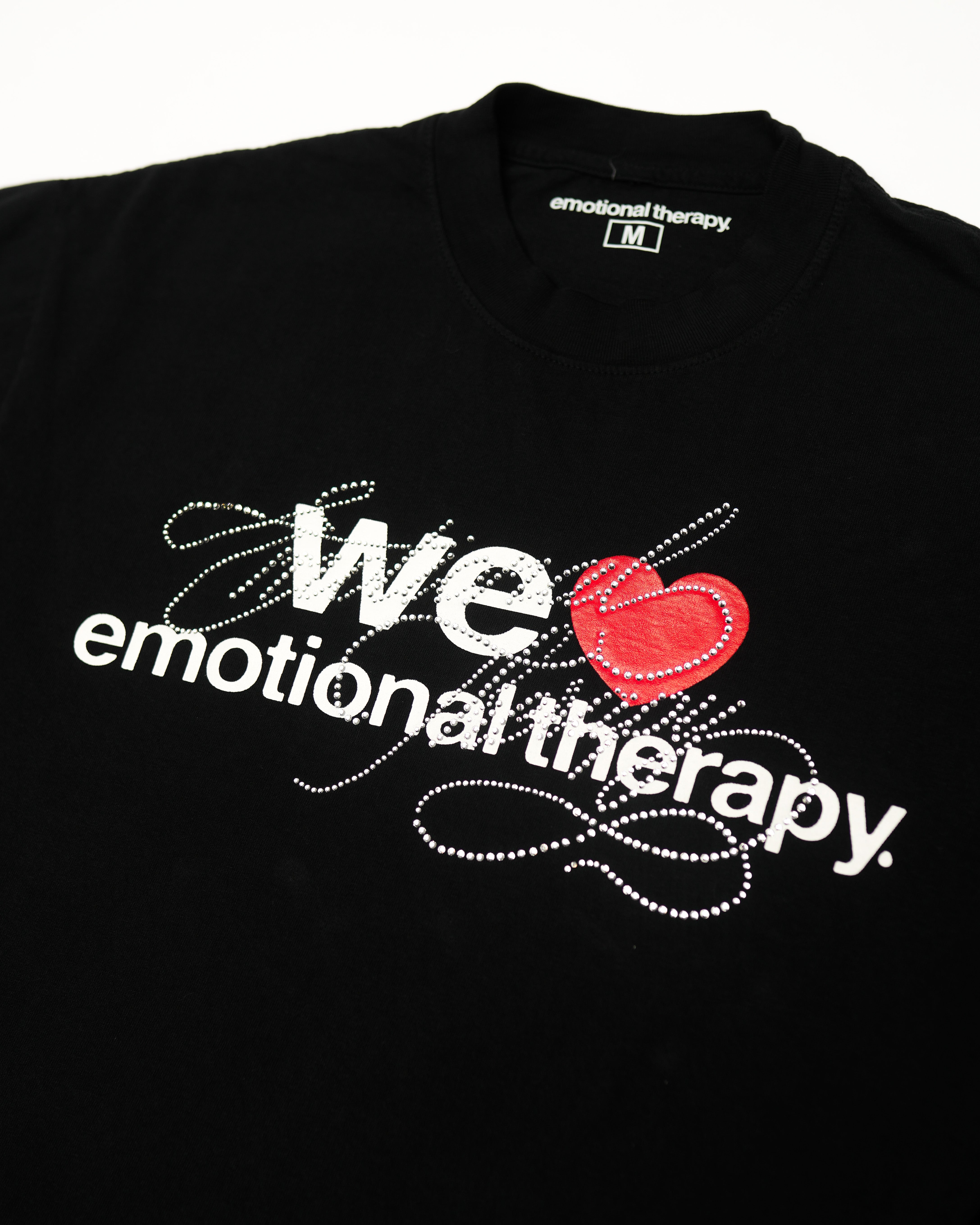 WE ❤️ EMOTIONAL THERAPY T-SHIRT (BLACK) RHINESTONE