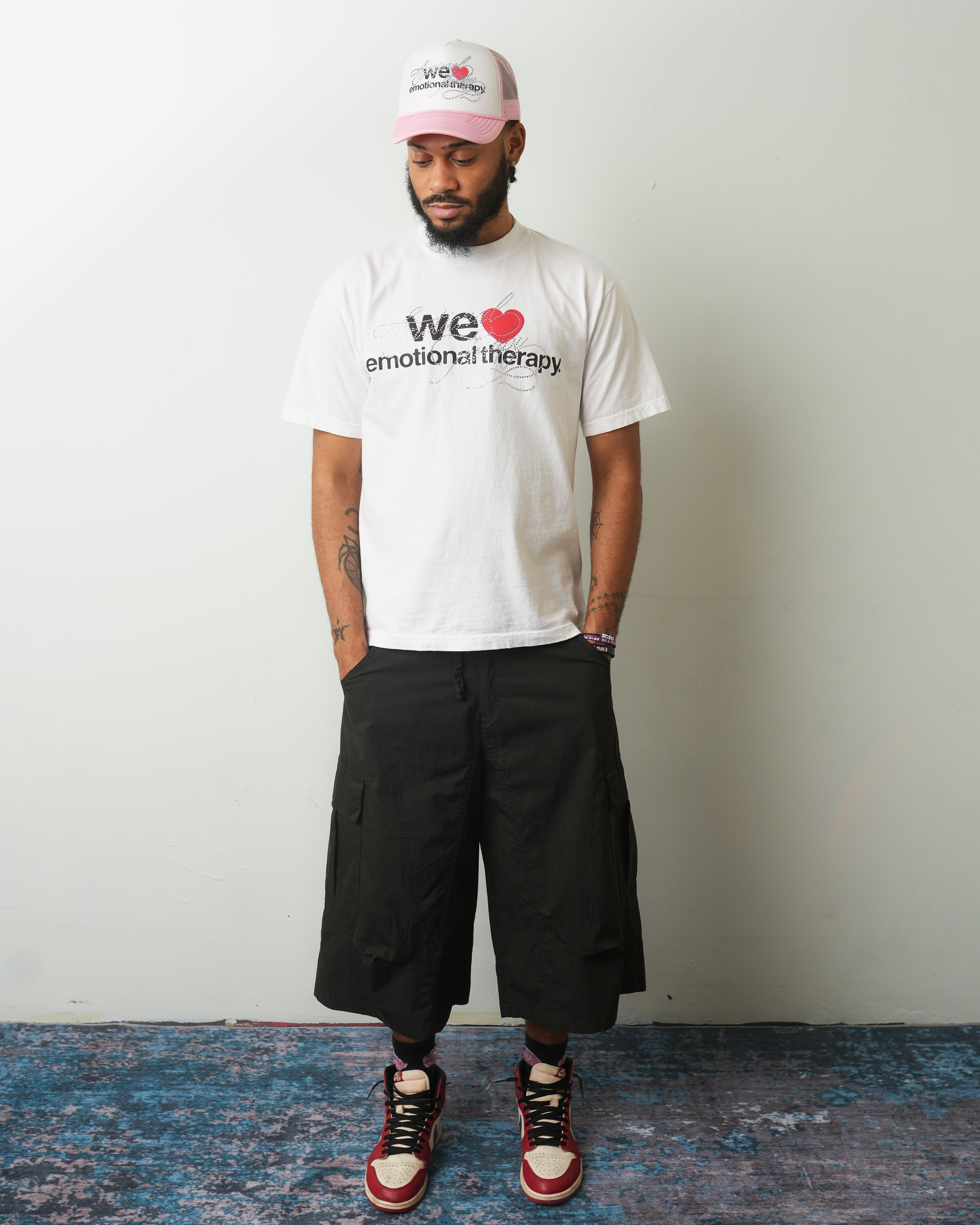 WE ❤️ EMOTIONAL THERAPY T-SHIRT (WHITE) RHINESTONE