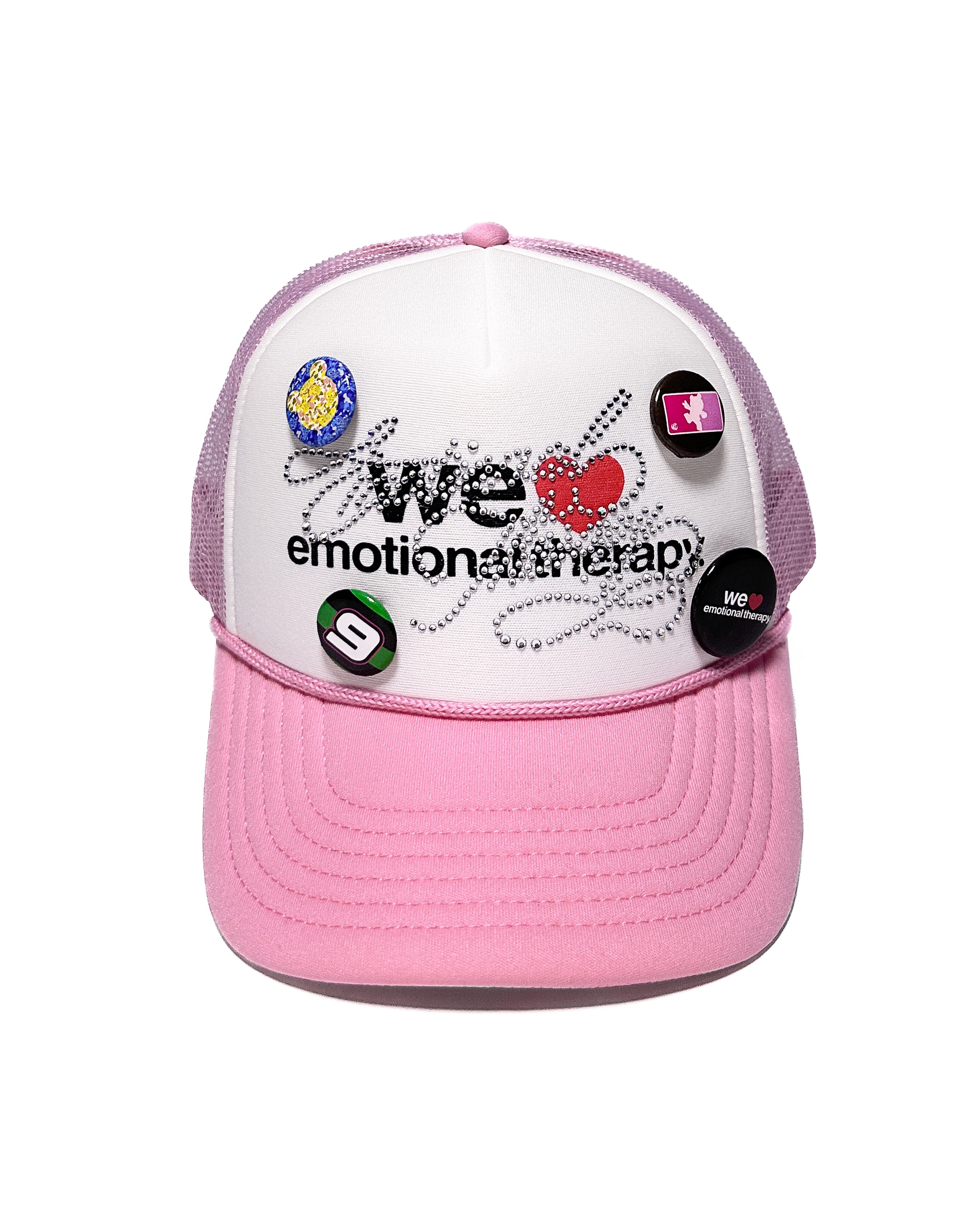 WE ❤️ EMOTIONAL THERAPY TRUCKER CAP (PINK) RHINESTONE