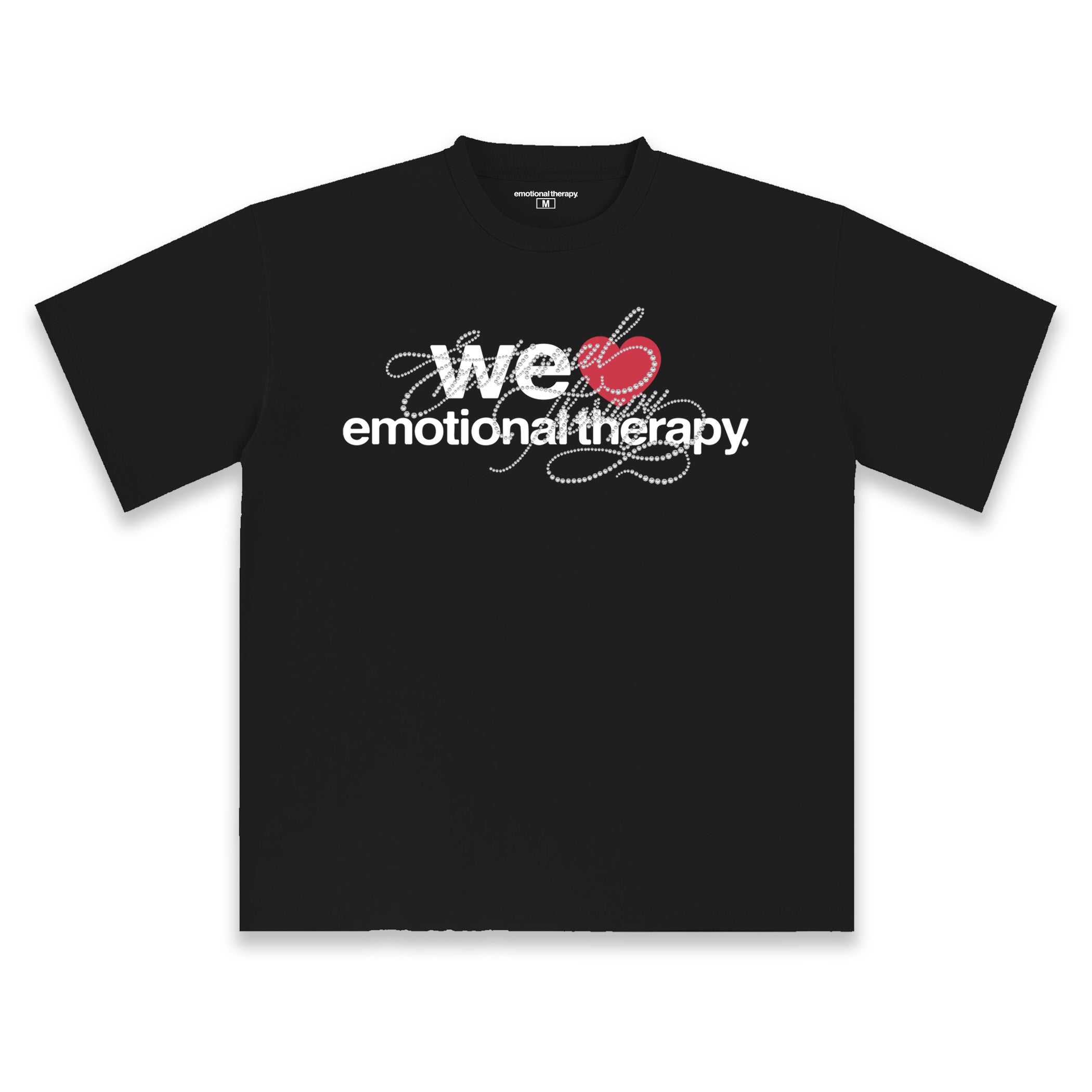 WE ❤️ EMOTIONAL THERAPY T-SHIRT (BLACK) RHINESTONE