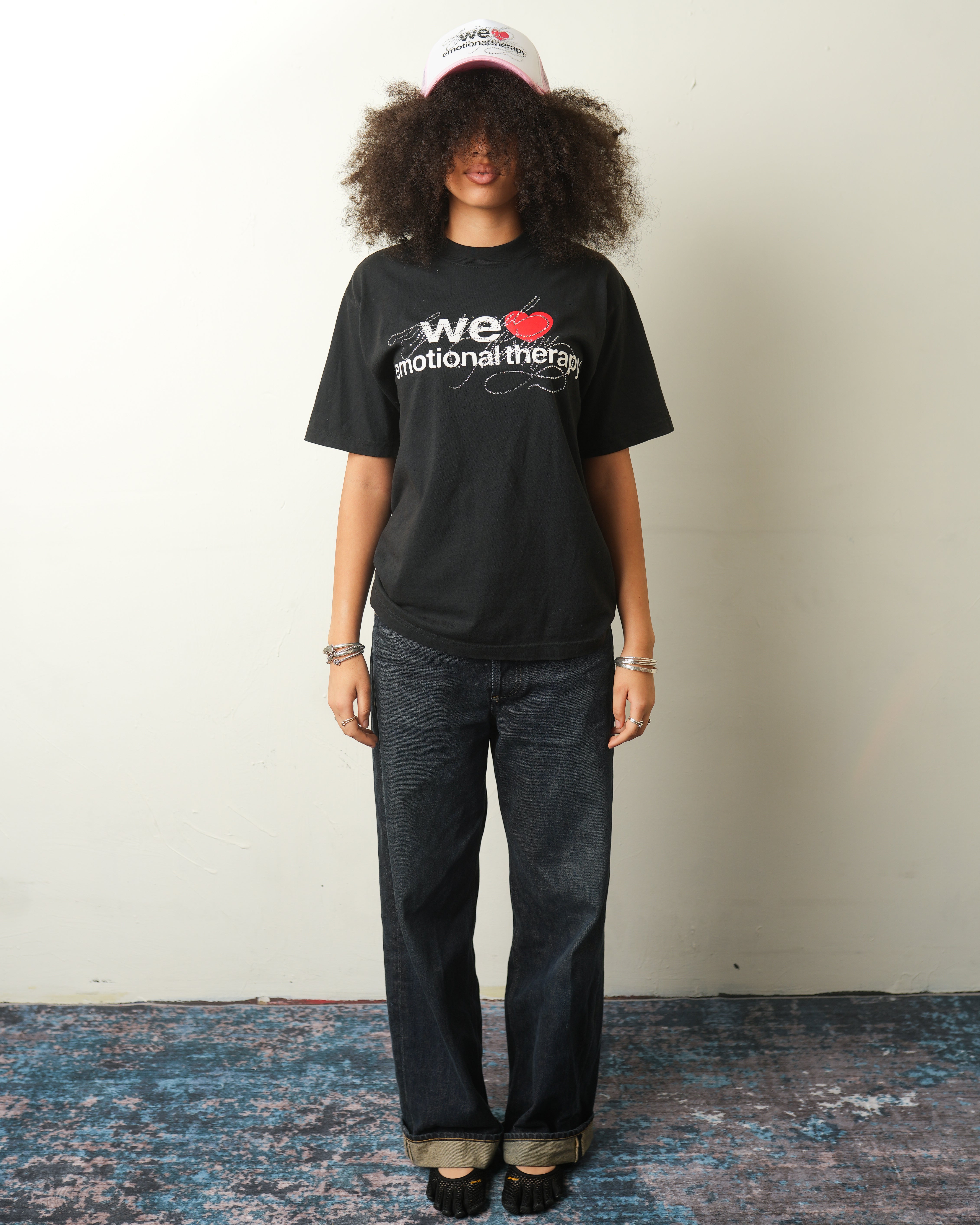 WE ❤️ EMOTIONAL THERAPY T-SHIRT (BLACK) RHINESTONE